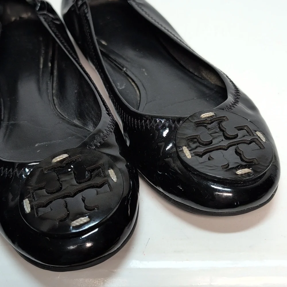 Tory Burch Minnie slip on leather glossy ballerina flats woman's size 7